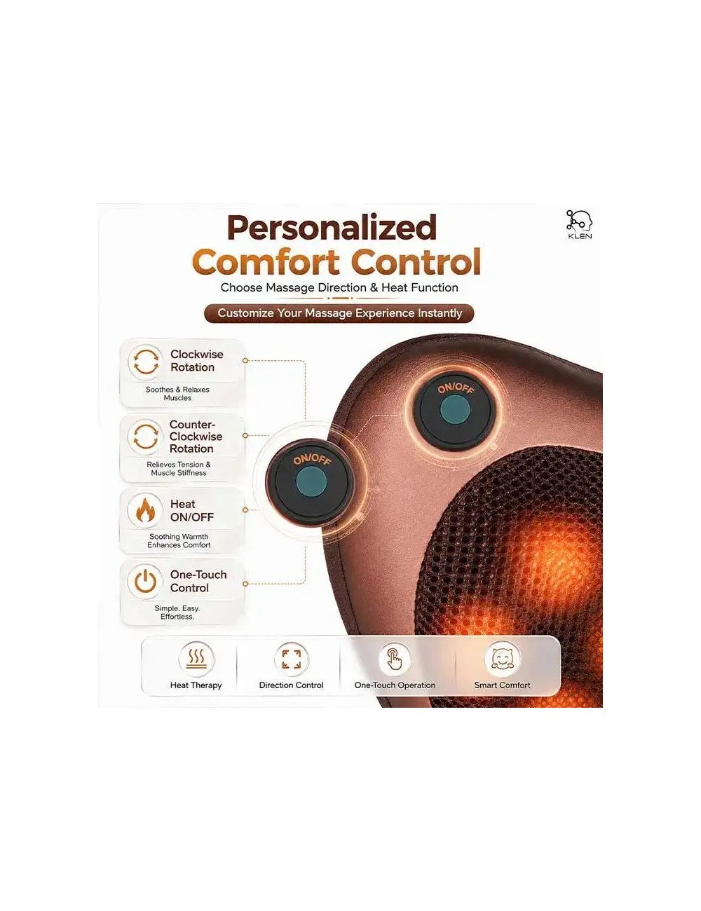 Neck Massage Pillow with Heat – 8 Head Deep Kneading Electric Massager for Back, Abdomen & Legs Pain Relief Therapy
