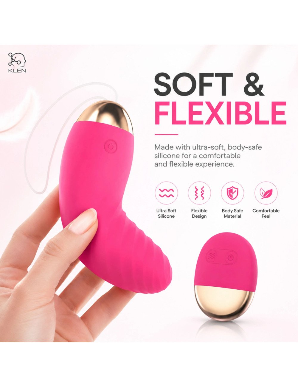 Relaxation Massager Mini Portable Handheld Wireless Stress Relief & Personal Care Device with 10 Vibration Modes for Women