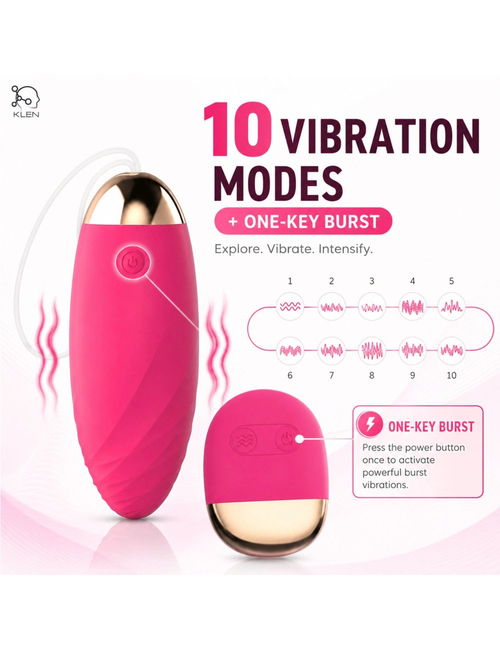 Relaxation Massager Mini Portable Handheld Wireless Stress Relief & Personal Care Device with 10 Vibration Modes for Women