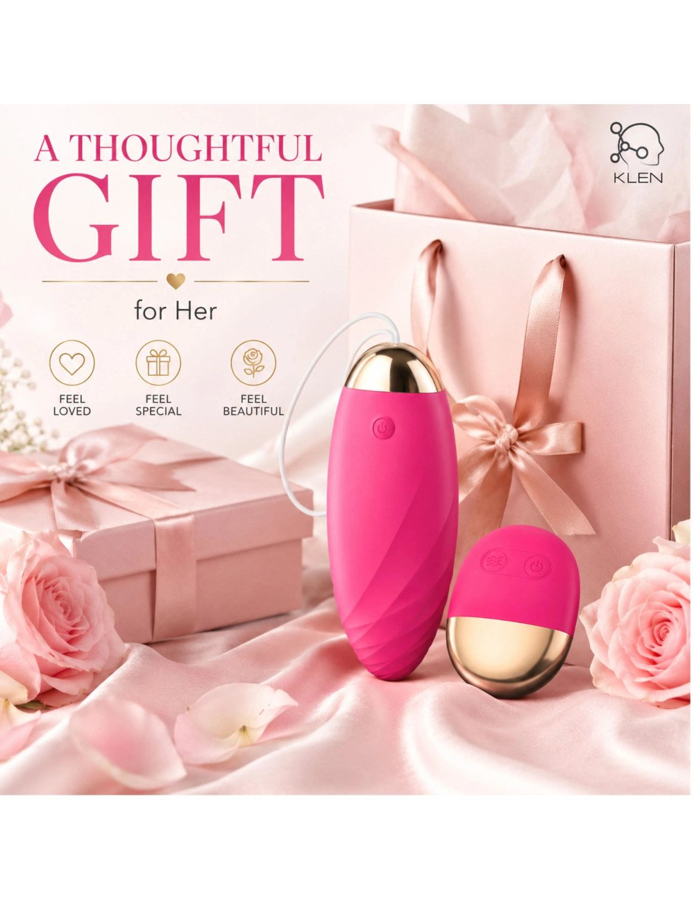 Relaxation Massager Mini Portable Handheld Wireless Stress Relief & Personal Care Device with 10 Vibration Modes for Women