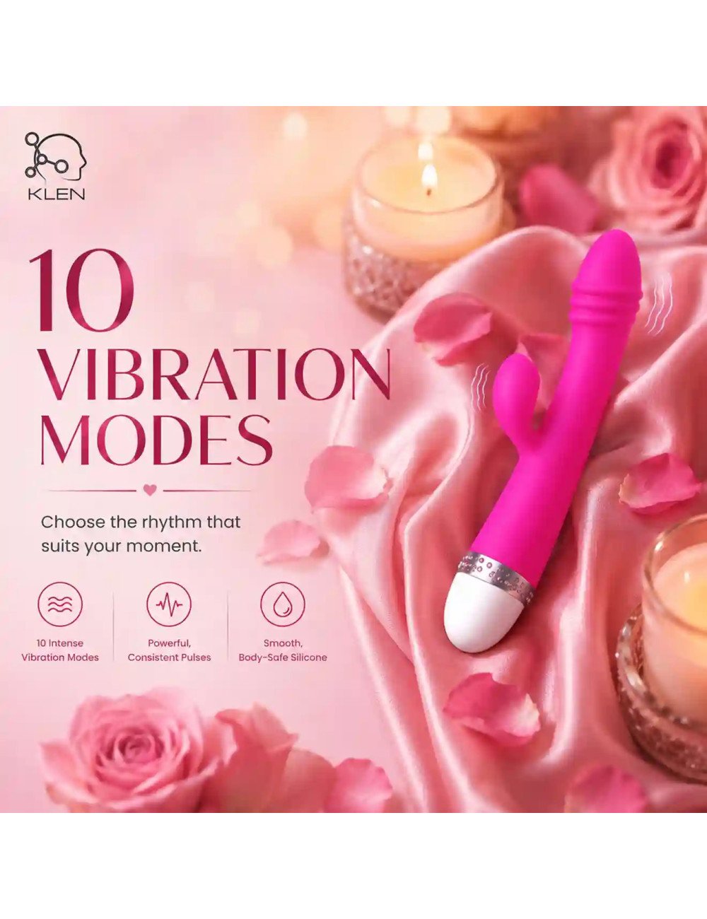 KLEN Personal Lady Body Massager Machine Stress Relief Handheld Waterproof Wireless Vibrating Massage Device for Self-Care