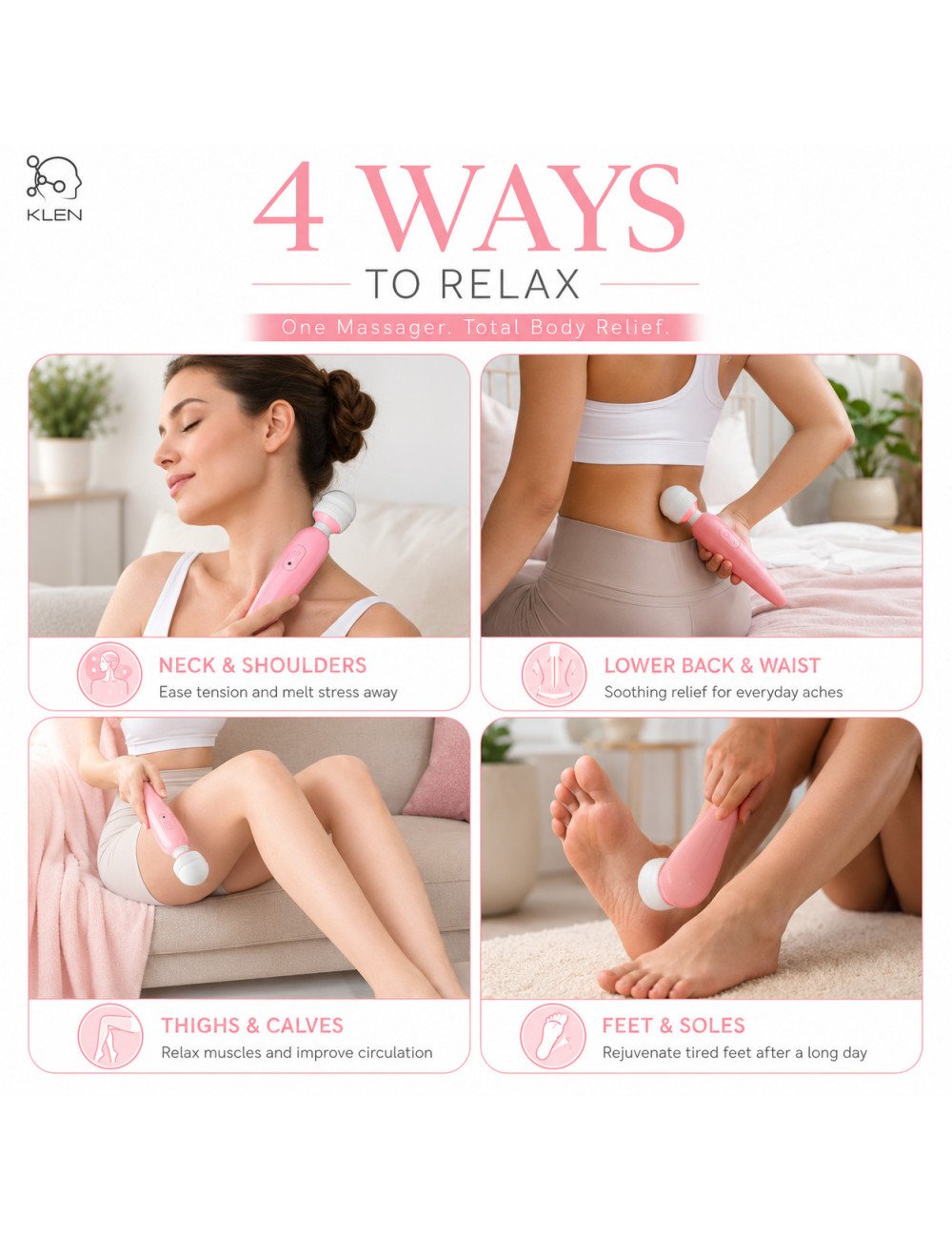 Massage Vibration Machine for Women – Rechargeable Personal Massager with 10 Modes, Portable Self-Care & Stress Relief Tool