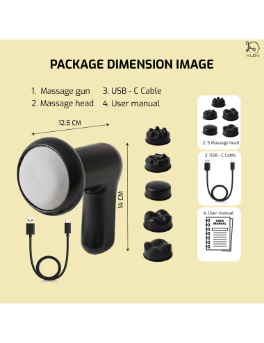 KLEN Rechargeable Mini Handheld Massager with 5 Interchangeable Heads –