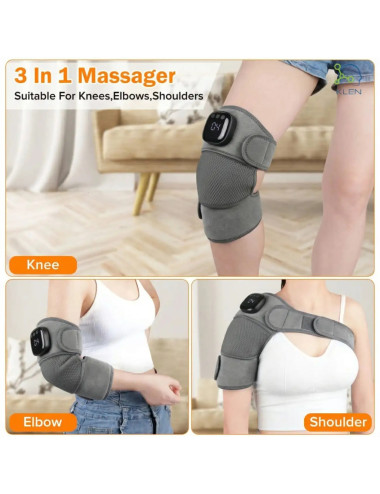 Electric Knee Massager with Heat & Vibration Cordless Rechargeable Knee Support Machine for Joint Comfort, Muscle Relaxation