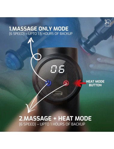Deep Tissue Massage Gun with Dual Hot & Cold Therapy Heads Handheld Portable Massager For Neck, Back, Shoulders