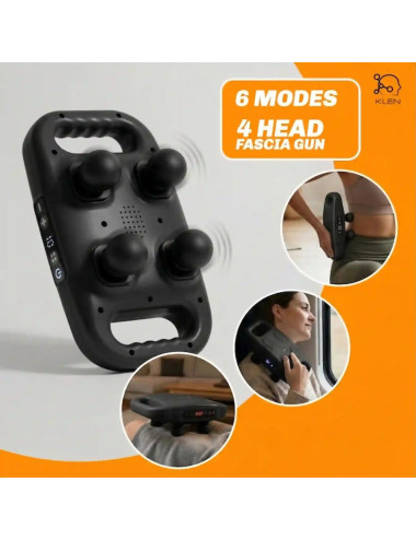 Rechargeable Full Body Massager for Pain Relief with 4 Massage Heads | Percussion Massager for Back, Neck & Shoulders