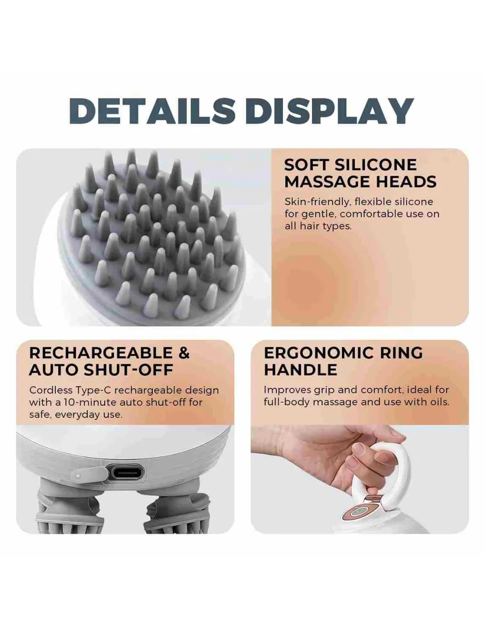 Scalp and Head Massager with Deep Relaxing Vibration