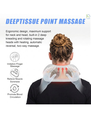 Electric Travel Neck Pillow Massager Memory Foam With Kneading Vibration For Pain Relief For Airplane, Car, Train And Home