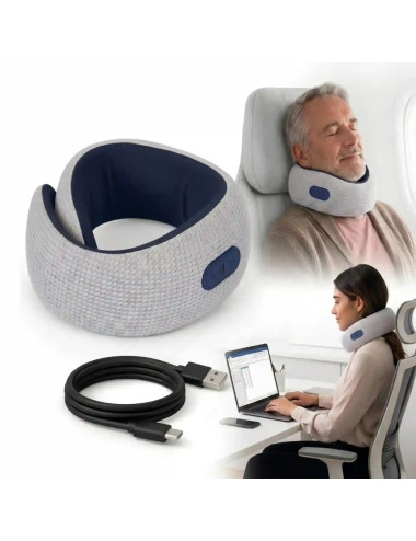Electric Neck Pillow Massager Wireless Deep Tissue Massage with Soothing Heat for Neck & Muscle Pain Relief for Travel (Grey)