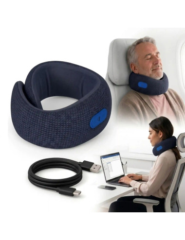 Electric Neck Massager Wireless Deep Tissue Massage with Soothing Heat for Neck & Muscle Pain Relief for Travel (Blue)