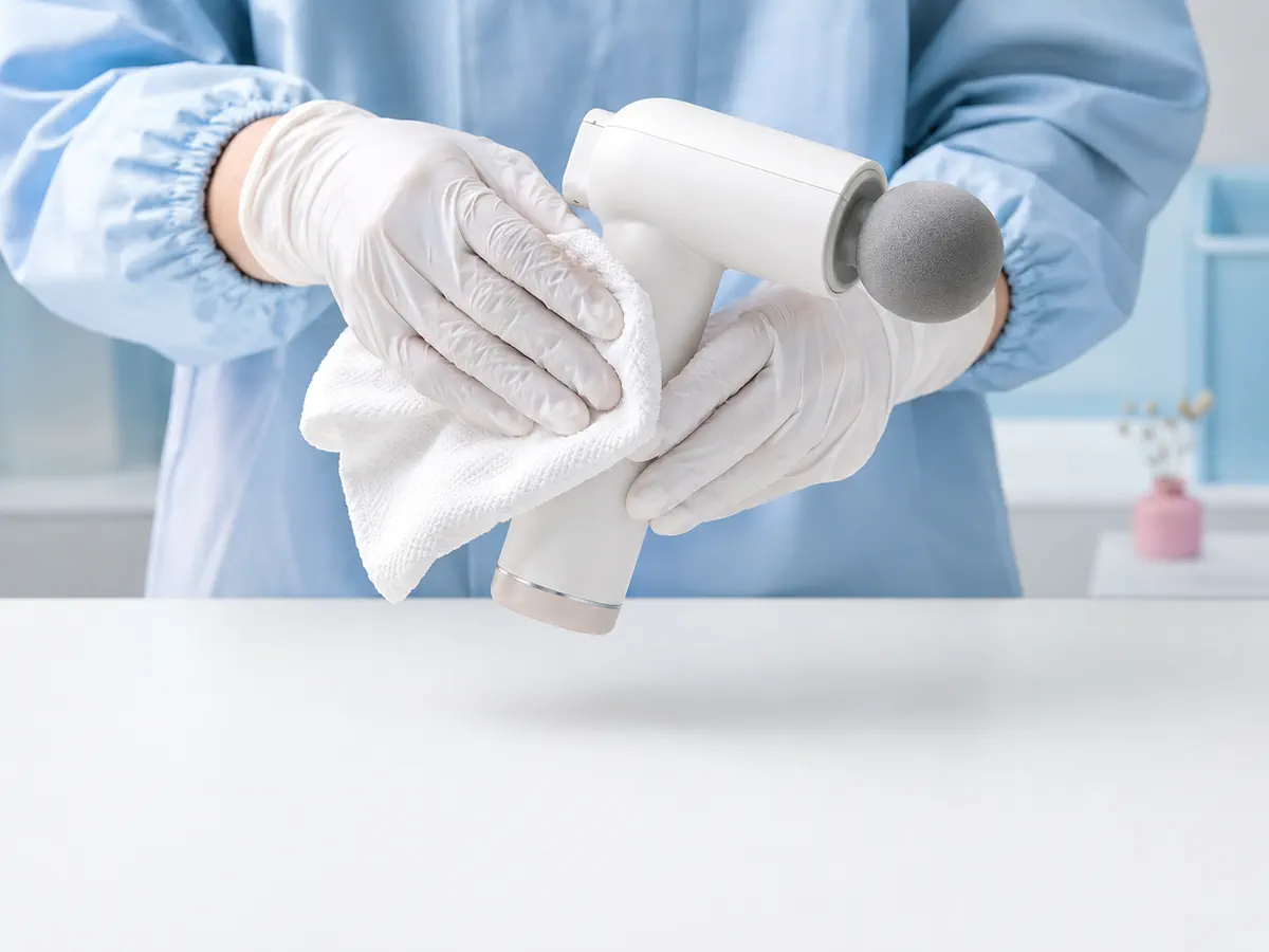 A wellness product being carefully cleaned before packing